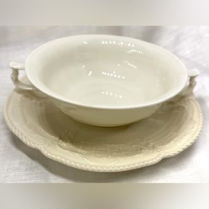 Rosenthale Ivory Beaded Cup and Saucer Germany No. 87557 Double French Country